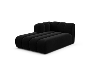 Sezlong canapea modulara neagra din catifea pentru 2 persoane Lupine Left Micadoni