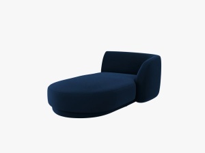 Sezlong pentru canapea modulara albastra din catifea pentru 2 persoane Miley Right Micadoni