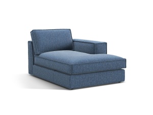 Sezlong pentru canapea modulara albastru inchis din textil pentru 1 persoana Pola Right Micadoni