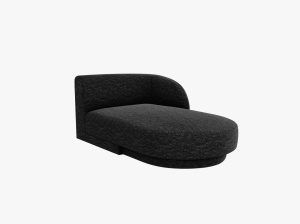 Sezlong pentru canapea modulara negru din textil pentru 2 persoane Miley Right Chenille Micadoni