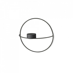 Suport lumanare negru din otel 20 cm POV Small Circular Menu