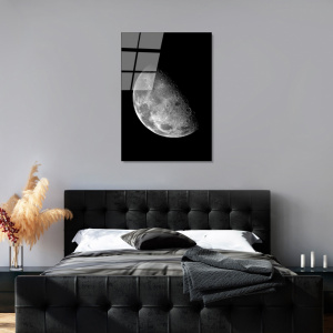 Tablou alb/negru din sticla 70x100 cm Moon The Home Collection