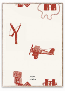 Tablou alb/rosu cu rama din lemn 50x70 cm Playtime Paper Collective