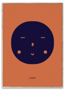 Tablou albastru/portocaliu cu rama din lemn Chirpy Feeling Paper Collective