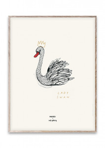 Tablou multicolor cu rama din lemn 30x40 cm Lady Swan Collective