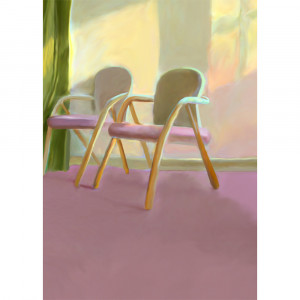 Tablou multicolor cu rama din lemn 50x70 cm Waiting Room Paper Collective