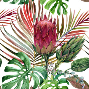 Tablou multicolor din canvas si MDF 50x50 cm Botanical Ter Halle