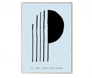 Tablou negru/albastru cu rama din lemn 30x40 cm P-Alphabet Spaghetti Letter Paper Collective