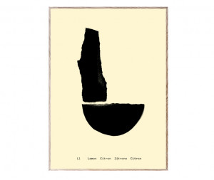 Tablou negru/crem cu rama din lemn 30x40 cm L-Alphabet Spaghetti Letter Paper Collective