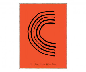 Tablou negru/rosu cu rama din lemn 30x40 cm C-Alphabet Spaghetti Letter Paper Collective