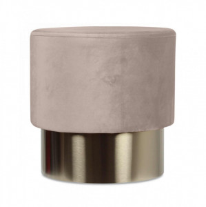 Taburet crem din catifea cu baza aurie din metal 35x35 Serge Opjet Paris