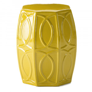 Taburet decorativ galben din ceramica 38 cm Milan Thai Natura