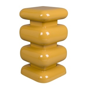 Taburet decorativ patrat galben din metal 29x29 cm Stubby Dutchbone