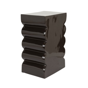 Taburet dreptunghiular maro din metal 21x30 cm Curves Shiny Zuiver
