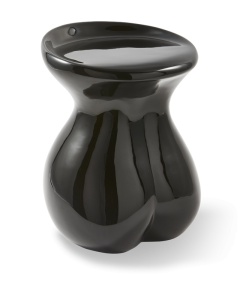 Taburet oval negru din plastic 38x43 cm Body Pols Potten