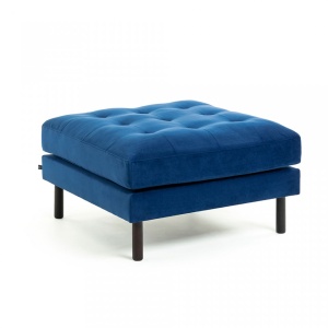 Taburet patrat din catifea albastra 80x80 cm Debra Kave Home