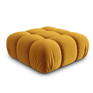 Taburet patrat galben din catifea 94x94 cm Bellis Micadoni