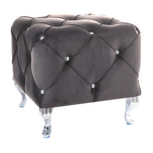 Taburet patrat gri din catifea si metal 50x50 cm Hestia Signal Meble