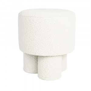 Taburet rotund alb din textil 40 cm Marcos Quiet Object