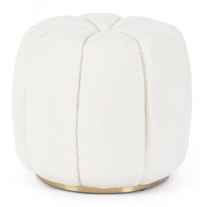 Taburet rotund alb/maro din textil Karolina Bizzotto