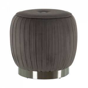 Taburet rotund gri din poliester si MDF 43 cm Ikomo The Home Collection