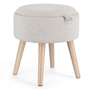 Taburet rotund maro/gri deschis din textil 43 cm Zoya Storage Bizzotto