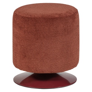 Taburet rotund rosu burgund din textil 39 cm Islen Boucle Woood