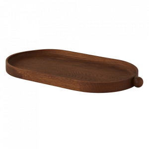 Tava ovala maro din lemn de stejar 18x34 cm Inka Oyoy