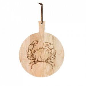 Tocator rotund maro din lemn 40 cm Bleached Mango Crab Pip Studio