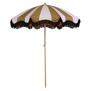 Umbrela pentru plaja nude/galben mustar din poliester si lemn Matilda HK Living