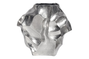 Vaza decorativa argintie din metal 23 cm Liquid The Home Collection