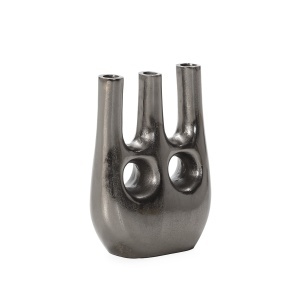 Vaza decorativa din metal gri nichel 30 cm Trident Thai Natura