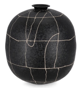 Vaza decorativa neagra din metal 29 cm Siva Bizzotto