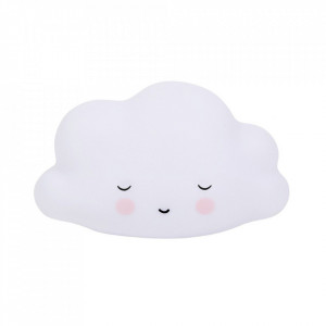 Veioza alba din PVC cu LED 6 cm Sleeping Cloud A Little Lovely Company