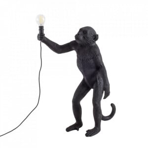Veioza neagra din rasina 54 cm The Monkey Standing Outdoor Seletti