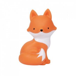 Veioza portocalie din PVC cu LED 15 cm Fox A Little Lovely Company