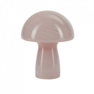 Veioza roz din sticla 23 cm Mushroom Bahne