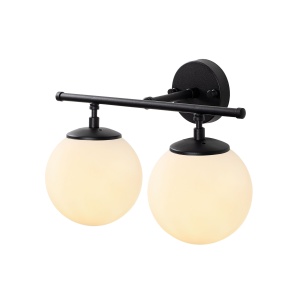 Aplica neagra/crem din metal cu 2 becuri Roe The Home Collection
