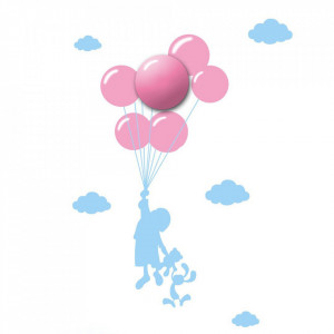 Aplica roz/albastra din plastic Sticker Balloons Milagro Lighting