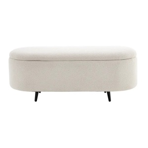 Bancheta alba din textil 110 cm Voque Boucle The Home Collection