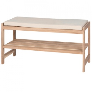 Bancheta cu suport incaltaminte maro din lemn 90 cm Acina Wenko