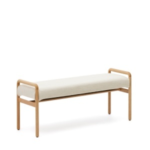 Bancheta exterior crem/maro din lemn 120 cm Macaret Kave Home