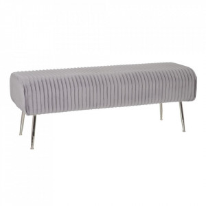 Bancheta gri/argintie din fier si poliester 129 cm Plies The Home Collection