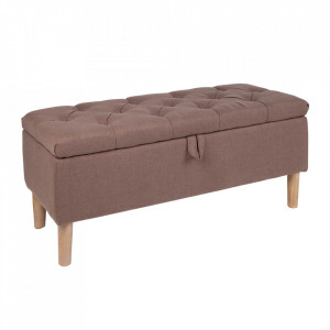Bancheta maro cafeniu din poliester si lemn 100 cm Castle The Home Collection