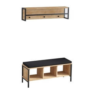 Bancheta si cuier maro/negru Shana The Home Collection