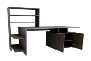 Birou cu etajera gri antracit/maro nuc 60x146 cm Melis The Home Collection