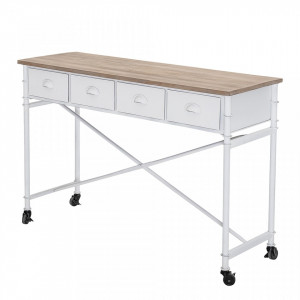 Birou maro/alb din lemn si fier 40x120 cm Fira Bloomingville
