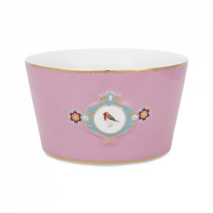 Bol multicolor din portelan 15 cm Love Birds Medallion Pink Pip Studio