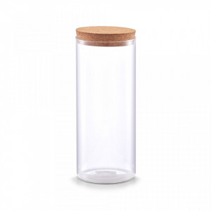 Borcan transparent/maro cu capac din sticla si pluta 1400 ml Storage Jar Cork Big Zeller