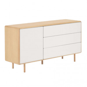 Bufet inferior alb/maro din lemn de frasin si MDF 150 cm Anielle Kave Home